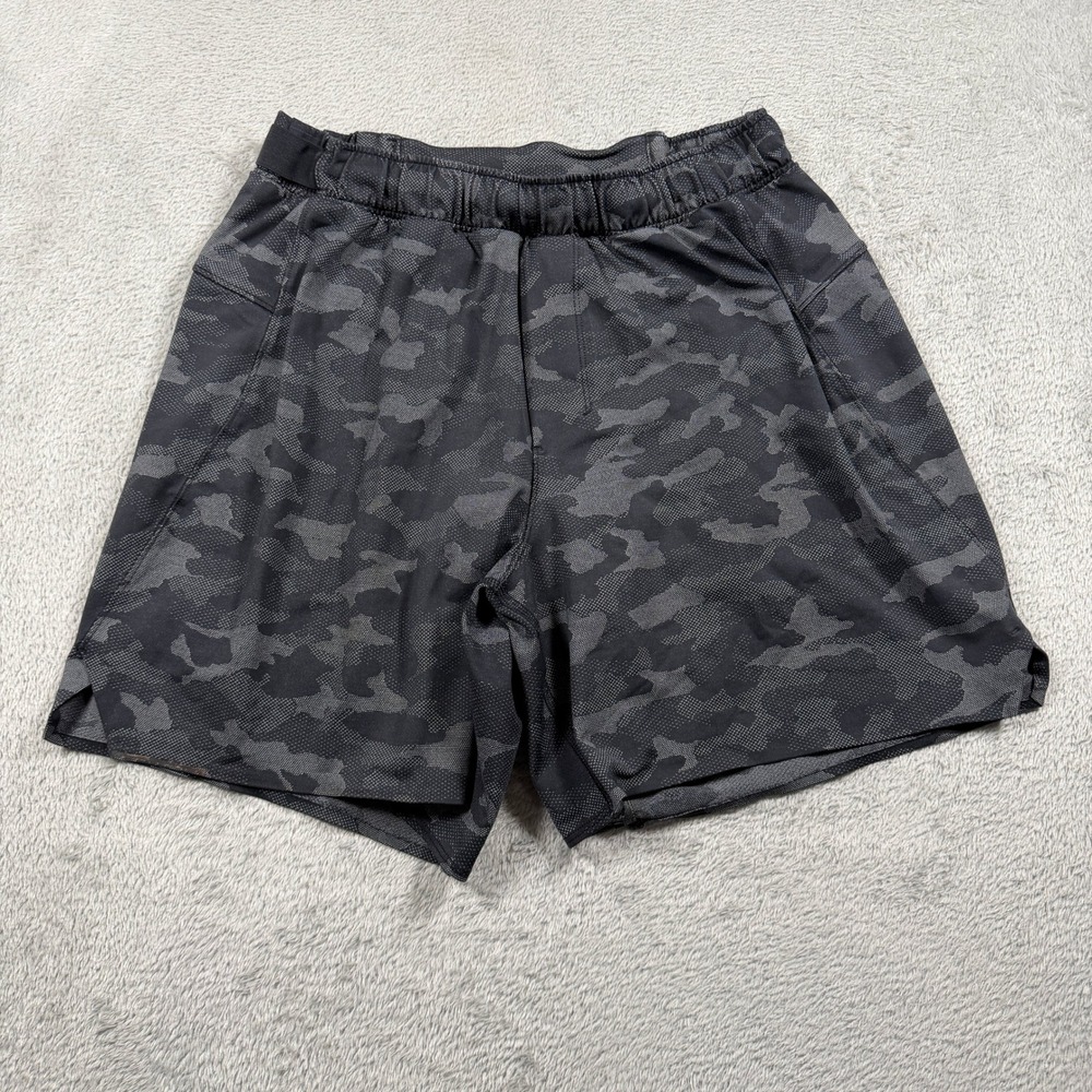 Lululemon Surge Shorts Mens Small Black Camo 6" Inseam Lined‎ Athletic
